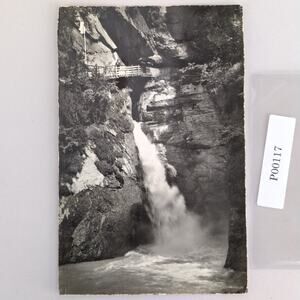 Vintage 1964 Postcard Lauterbrunnen, Trummelbach Switzerland B&W Waterfall